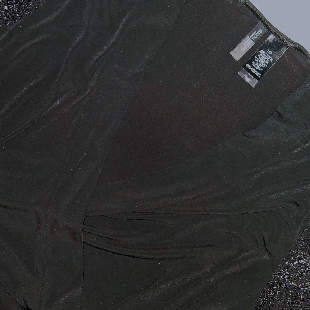 Bisou Bisou Black Lace Sleeve Wrap Tie Front Bell Sleeve Blouse Top L‎ G
